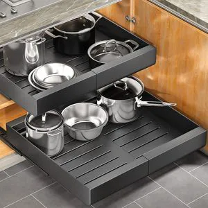 Kitchen Cabinet Organization Expandable Slide Out Metal Drawers Under Sink Pull Out Cabinet Organizer Eco-Friendly Multifunction