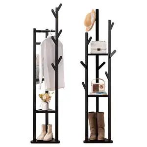 CR01 Floor Coat Rack Hanger, Simple Vertical Household Clothes Stand for Bedroom, Living Room, and Entryway Storage Use