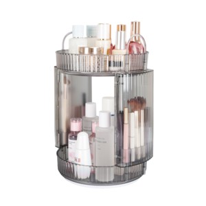 Factory Sale 360° Rotating Standing Type Plastic Makeup and Skincare Organizer Perfume Vanity Cosmetics Storage Rack