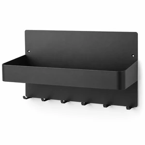 Space Saving Matte Black Magnetic Storage Rack Stainless Steel Refrigerator Hook Organizer For Fridge Tools And Key Holder