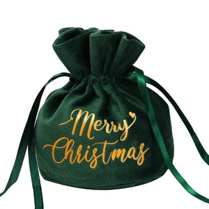 Customization High Quality Eco-Friendly Thicken Velvet Drawstring Pouch Bell Christmas Party Candy Storage Bag Gift Bag