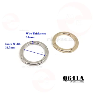 34mm Metal Zinc Alloy Handbag Bag Accessories Metal Parts O Circle Round Carabiner Clip