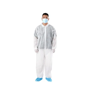 Disposable PP Non Woven Coverall with Collar Economic Food Processing Dustproof Work Clothes
