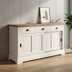 Eudro Farmhouse Japandi Teak Solid Wood Dresser Chest 4 Drawers Contemporary Eco-Friendly Durable Natural Finish for Modern