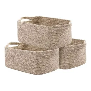 Woven Fabric Decorative Basket with Handle for Home Storage or Gift Set Organization