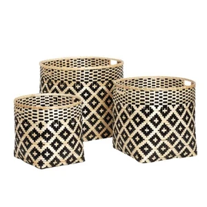 Handmade Natural Rattan Jute Yarn Woven Eco-Friendly Storage Basket Set Food Storage Home Living Room Laundry Organizer