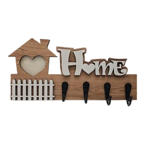 Wooden Creative HOME Key Hook Entryway Wall Decor No-Drill Storage Rack Hanger