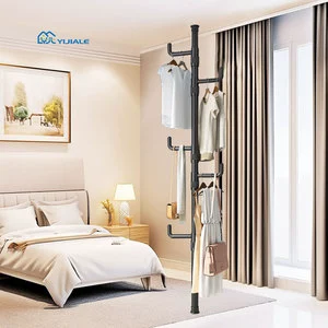 YIJIALE Ready To Ship Wholesale Tension Pole Coat Stand Punch-Free Tool-Free Assembly Rental House Coat & Bag Rack