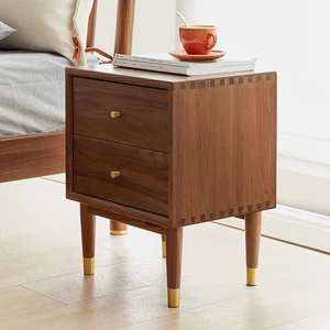 All Solid Wood Nightstand Black Walnut Modern Luxury Design Nightstand With Drawers For Bedroom