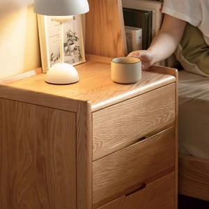 Solid Oak Wood Nightstand Bedside Cabinet Original Factory Luxury Nightstand With Drawers For Bedroom