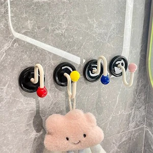 Creative No-Punch Round Hooks Home Bathroom Wall Hooks Bath Towel Storage Hanging Hooks