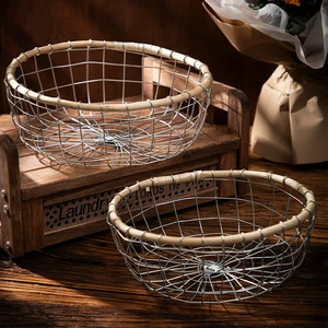 Nordic Home Use Metal Wire Woven Storage Basket for Fruits & Bread 3-6L Capacity