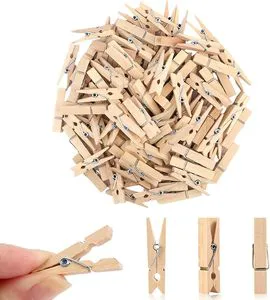 Custom Natural Wood Material Mini Wooden Clothespins with Metal Springs Lasting Use Wholesale Pack of 50 Wooden Clothespins