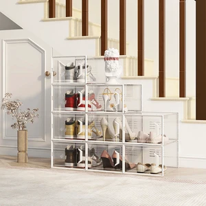 SEESPRING Ultra 12 Pack Shoe Storage Box, Clear Plastic Stackable Shoe Organizer , Space Saving Foldable Shoe Rack Sneaker