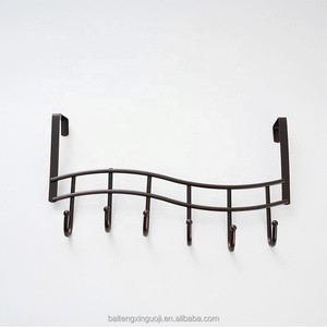 Creative Single Row Iron Wall 6 Hook Flexible Metal Coat Hanger for Living Room Bedroom Door No Punching Required Clothing Rack