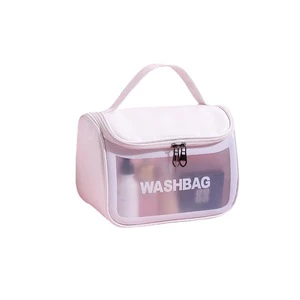 Frosted Toiletry Bag PU Flip Bath Bag PVC Translucent Portable Storage Bag