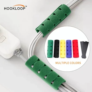 Green Cable Management Wire Organizer Cable Holder Nylon Self Adhesive Backed Adjustable Wire Storage Hook and Loop Cable Clip