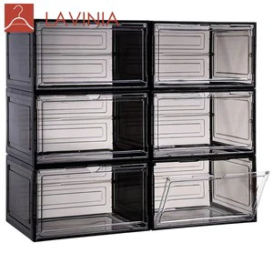 Modern Foldable Transparent Plastic Waterproof Lid Storage Shoes Box Injection PP Rectangle Shape Space-Saving Shoe Organizer