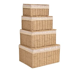 Wholesale Handmade Paper Rattan Woven Storage Basket for Kitchen Bathroom & Living Room-Gift Basket
