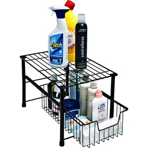 Cabinet Slide Kitchen Shelf 2 Tier Pull Out Spice Rack Sliding Drawer Organizer the Under Sink Organizers and Storage