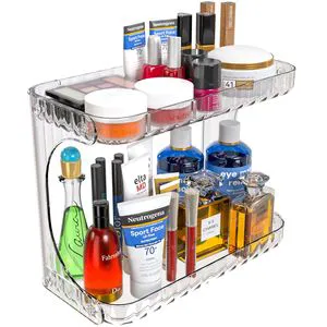 Double-Layer Vanity Storage Rack Plastic Perfume Holder Bathroom Skincare Makeup Organizer Cosmetic Shelf