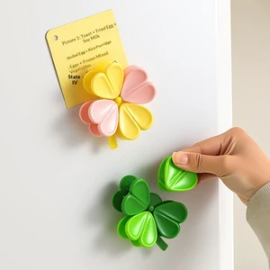 Magnetic 4-Leaf Clover Bag Sealer Clip Plastic Food Bag Clamp for Snacks&Notepads Fridge Storage Organizer Reusable Kitchen Clip
