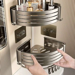 Bathroom Space Aluminum Antique Double Triangle Basket Retro Corner Net Basket Bathroom Shelf Bathroom Hardware Pendant
