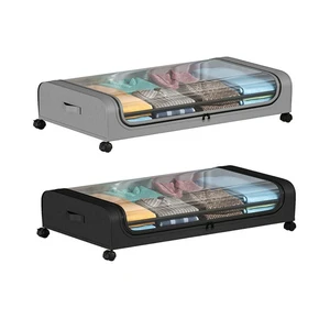 2pcs Under Bed Storage Bins With Lid Under Bed Shoe Storage Rolling Organizer for Under Bed Storage Containers