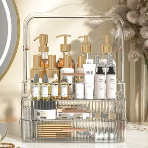 Desktop Cosmetic Storage Box, Dust-proof Drawer Style Vanity Storage Rack with Handle