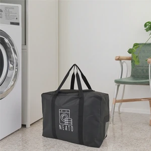2024 Popular Easy Carry 420D Strong Polyester Zipper Closure Tote Laundry Bag With Clear Pockets Handle For Storage & Washing