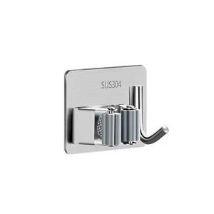 Wall-Mounted Stainless Steel Bathroom Mop Holder Rack Door Broom Tool Organizer