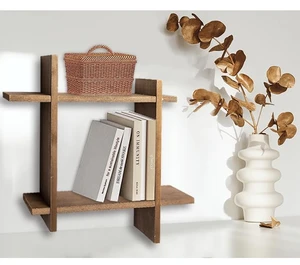 High Quality Modern Three-layer Multifunction Living Room Storage Rack Simple Floating Frame Fir Wood Hand Carved Wall Decor