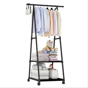 Removable Metal Coat Rack Multi-layer Clothes Storage Rack with Wheels Household Clothes Drying Racks