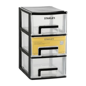 Stanley Drawer Storage Unit 3-Drawer Transparent Space Saving Industrial Organizers