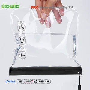 UIOWIO Transparent Toilet Bag Portable Travel Essentials Storage Bag Flight Makeup Liquid Leak Proof Resealable EVA Cosmetic Bag