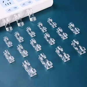 20 Pieces Transparent Plastic Self Adhesive Network Cable Organizer Wiring Holder Device Wire Clamp for Bathroom Household Wire
