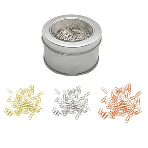 200pcs Mini Paper Clip Super Cute Tiny Steel Paperclips 3/5 Inch in Silver Tinplate Paper Clips Holder Office School Organizers
