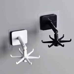Wholesale 360 Degree Rotatable PP Free Six Claw Hook Kitchen Spatula Spoon Wall Mounted Storage Hanger Novelty Hooks