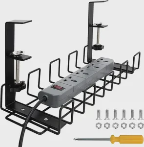 Desk Wire Management Organizer Storage Shelf Wire Tray No Drill Metal Rack Cord Organizer Management Tray