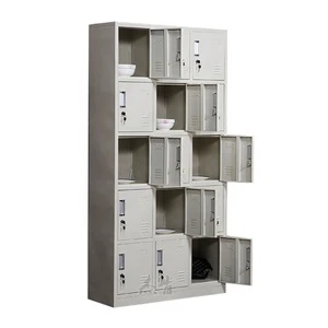 15-Door Modern Steel Locker Lightweight Factory-Style Iron Cabinet with Key Lock for Gym or Office Storage