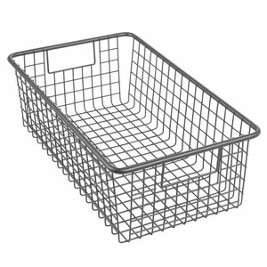 Metal Wire Storage Basket Integrated handles for easy carrying Durable iron wire construction with a powder-coated finish