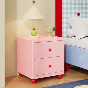 Pink Princess Metal Bedside Cabinet With Heart-shaped Handles Safe Rounded Corners Cute Girl's Bedside Table