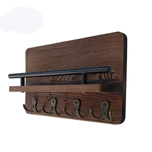 Decorative Wooden Wall Mounted Mail Rack Organizer with Shelf Key Holder for Wall