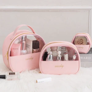 Custom Large Capacity Pu Pvc Toiletry Bag clear Waterproof Toiletry Transparent Wash Bag Travel Cosmetic Storage Bag With Handle