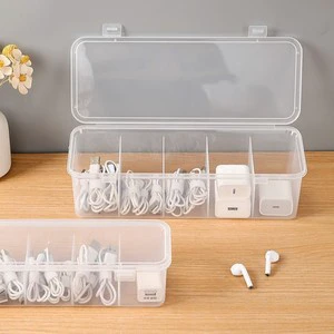 Data Cable Storage Box with Lid for Organizing Chargers, Winding Wires, and Dividing Cables for Storage
