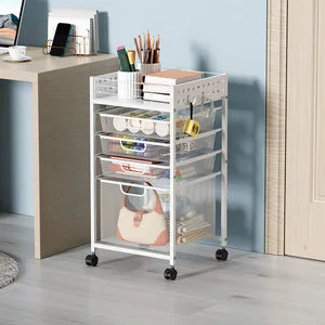 Multi-functional Home Rolling Storage Rack Office Utility Cart Makeup 5 Tier Drawer Organizer Storage Cart with DIY Pegboard
