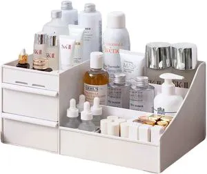 Wholesale Plastic Cosmetic Organiser Storage Box Makeup Desk Organizer With Drawer for Makeup