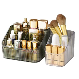 OWNSWING Cosmetic Storage Organizer Plastic Makeup Storage Container Rectangular Divided Makeup Storage Bin