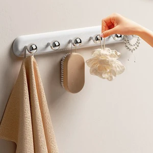 Modern No Drill Self Adhesive Wall Mounted Traceless Punch-Free Bathroom Wardrobe Clothing Hooks For Hanging Towels Bathing
