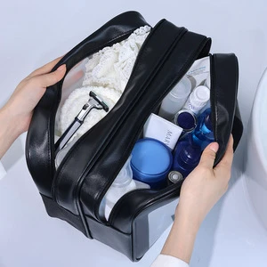 Mesh Wash Bag Wet and Dry Separate Double Compartment clear Toiletry Bag Swimming Bathing Shower Portable Toiletry Storage Bag